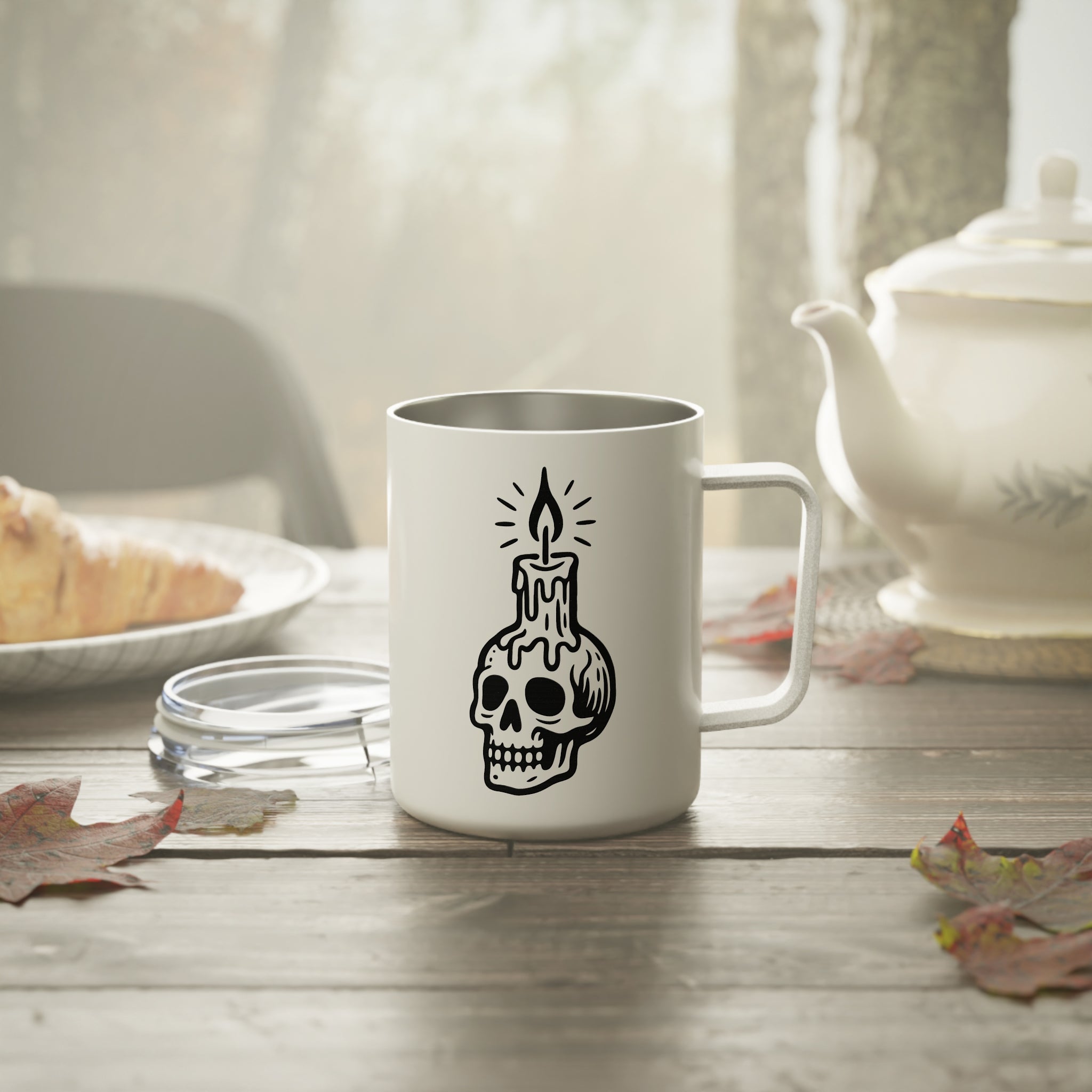 Stylish Insulated Coffee Mug - Unique Skull Design, Perfect for Gifts, Halloween, Home Office, Coffee Lovers, and Trendy Drinkware