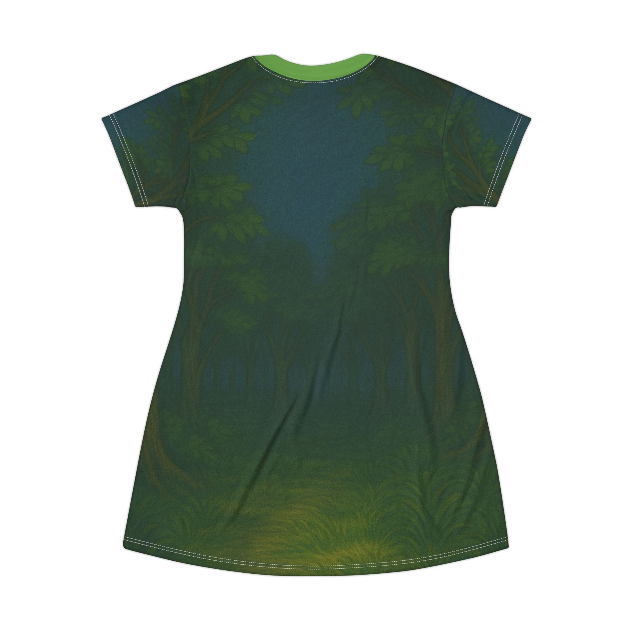 Moonlit Forest T-Shirt Dress, Bohemian Style, Eco-Friendly Fashion, Casual Summer Wear, Gift for Nature Lovers