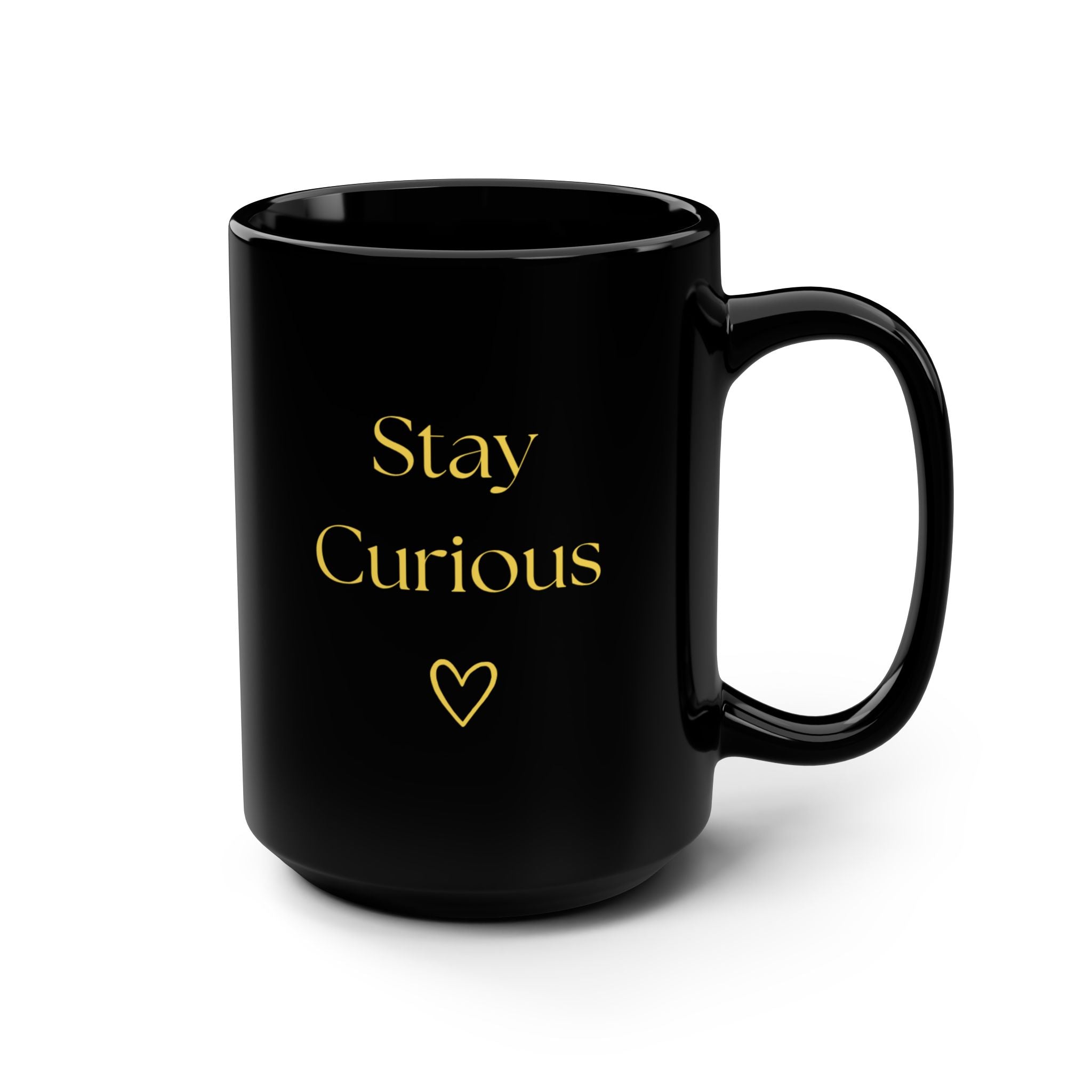Stay Curious Black Mug – 15oz Inspirational Coffee Cup