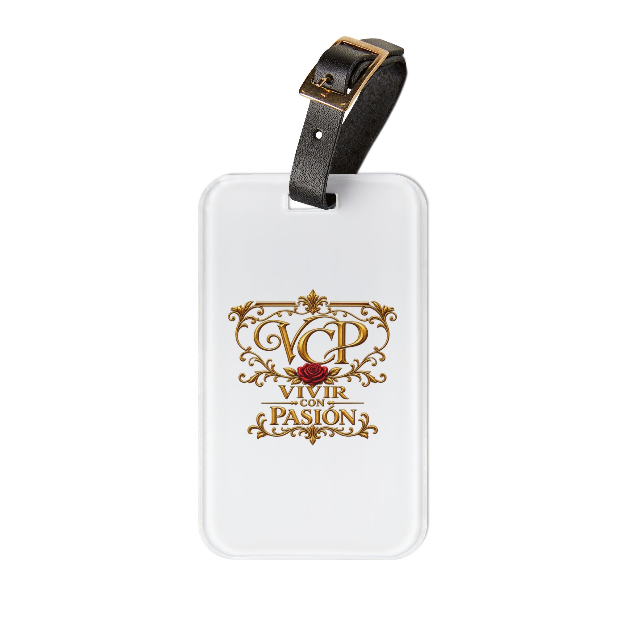Elegant Luggage Tag - 'Vivir Con Pasión' Decorative Rose Travel ID Tag