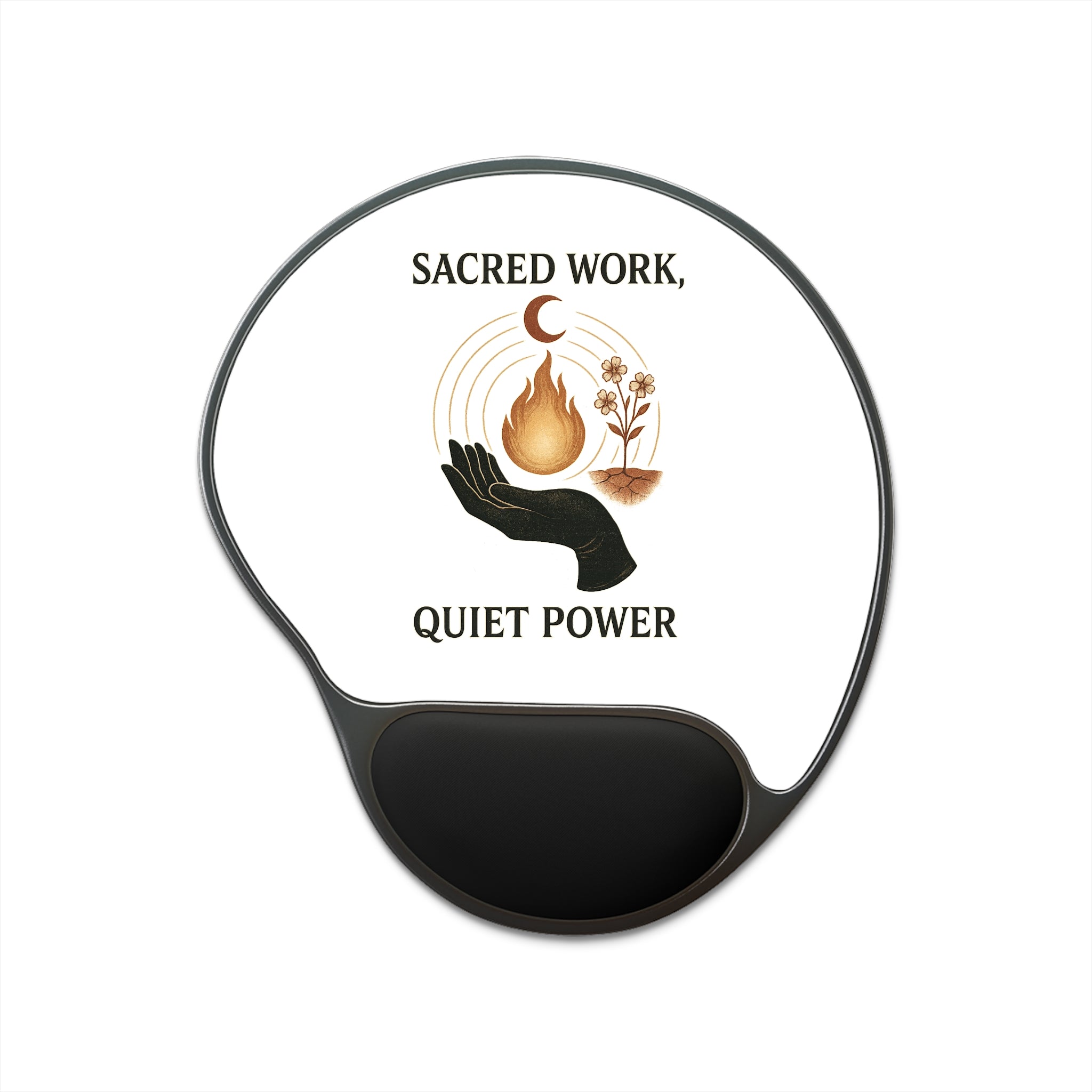 Sacred Work Mouse Pad With Wrist Rest | Quiet Power | Gifts for Desk | Office Supplies | Spiritual Decor | Work from Home Essentials | [...]