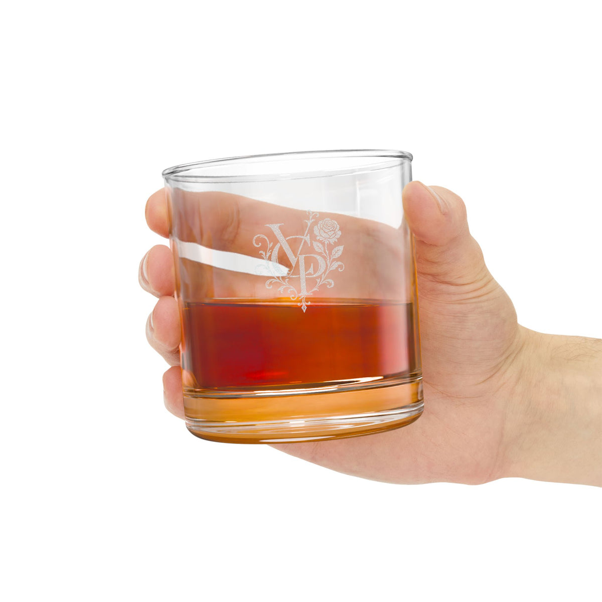Vivir con Pasión Engraved Whiskey Glass Glass 10.5oz — Monogram Rocks Glass