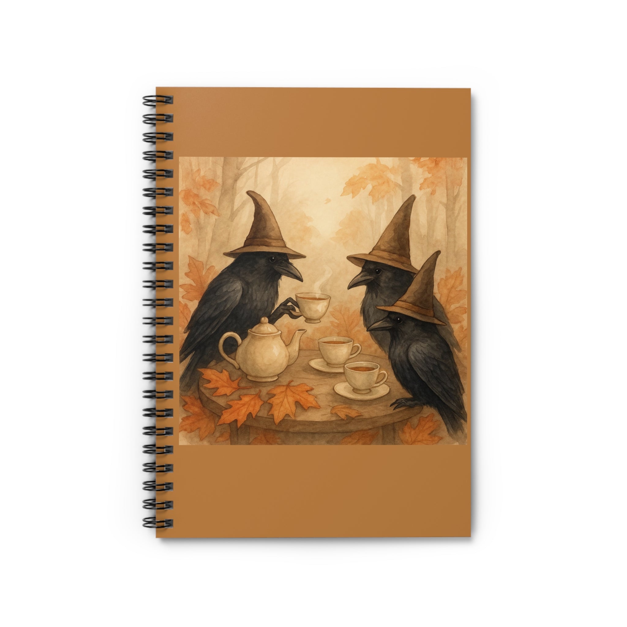 Witchy Raven Spiral Notebook - Autumn Vibes, Halloween Journal, Writing Gift, Cute Stationery, Fall Decor