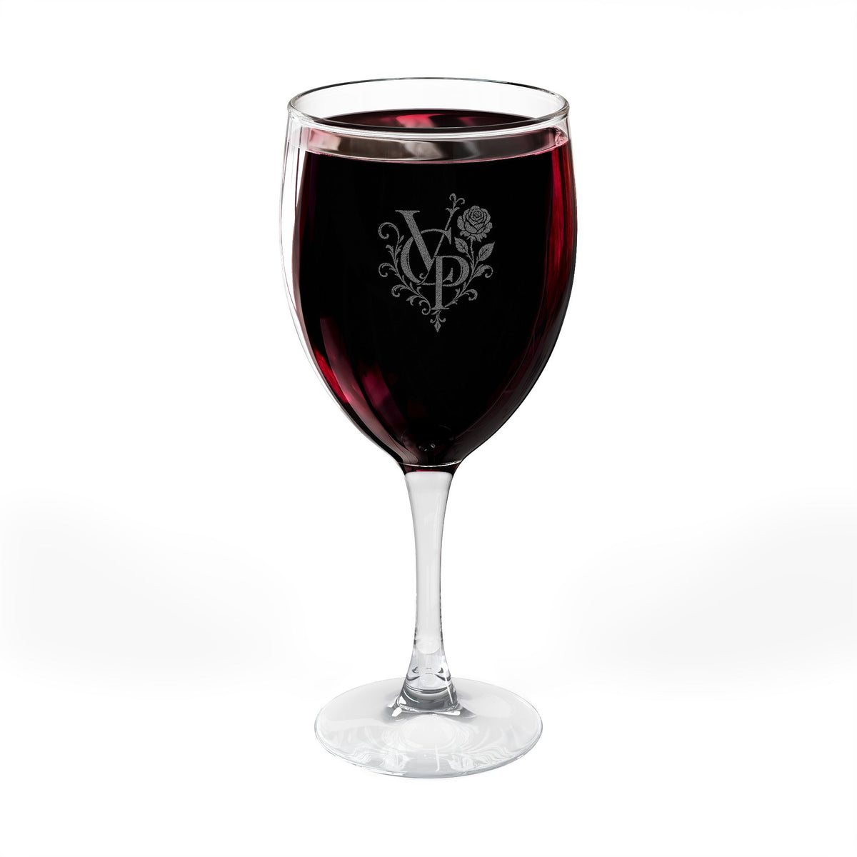 Rose Monogram Engraved Wine Glass | The Evening Salon