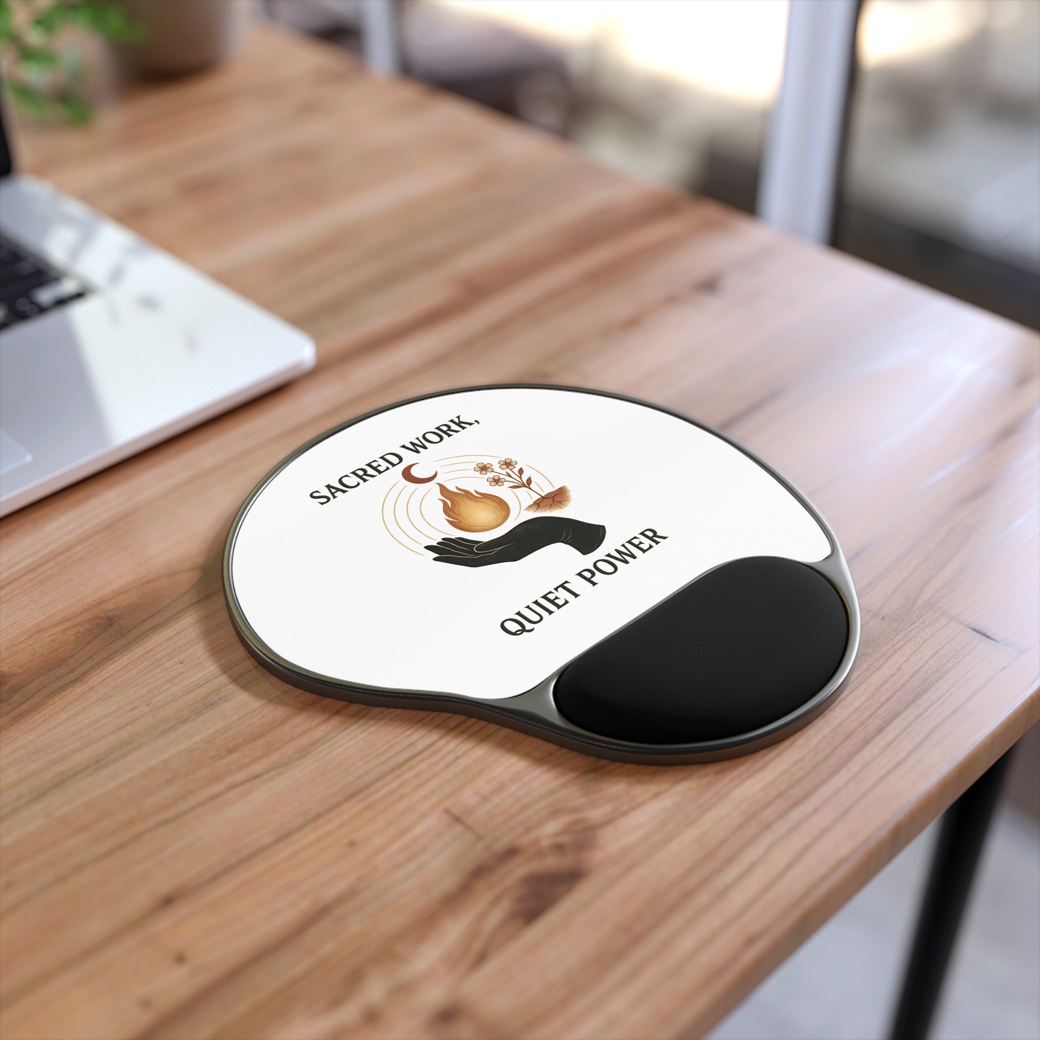 Sacred Work Mouse Pad With Wrist Rest | Quiet Power | Gifts for Desk | Office Supplies | Spiritual Decor | Work from Home Essentials | [...]
