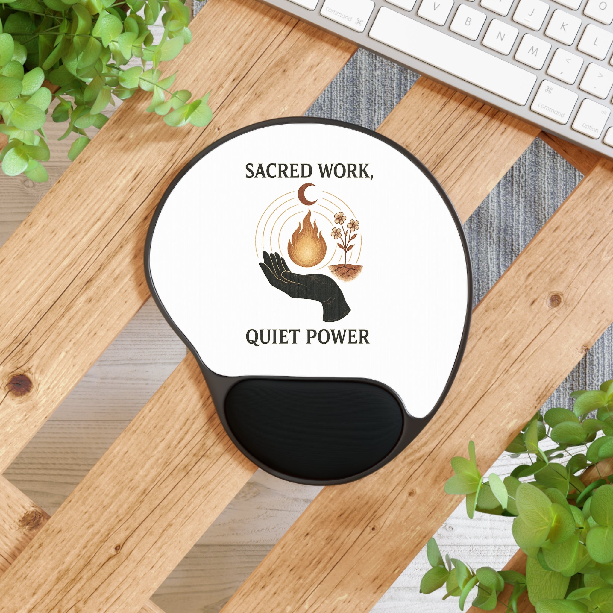 Sacred Work Mouse Pad With Wrist Rest | Quiet Power | Gifts for Desk | Office Supplies | Spiritual Decor | Work from Home Essentials | [...]