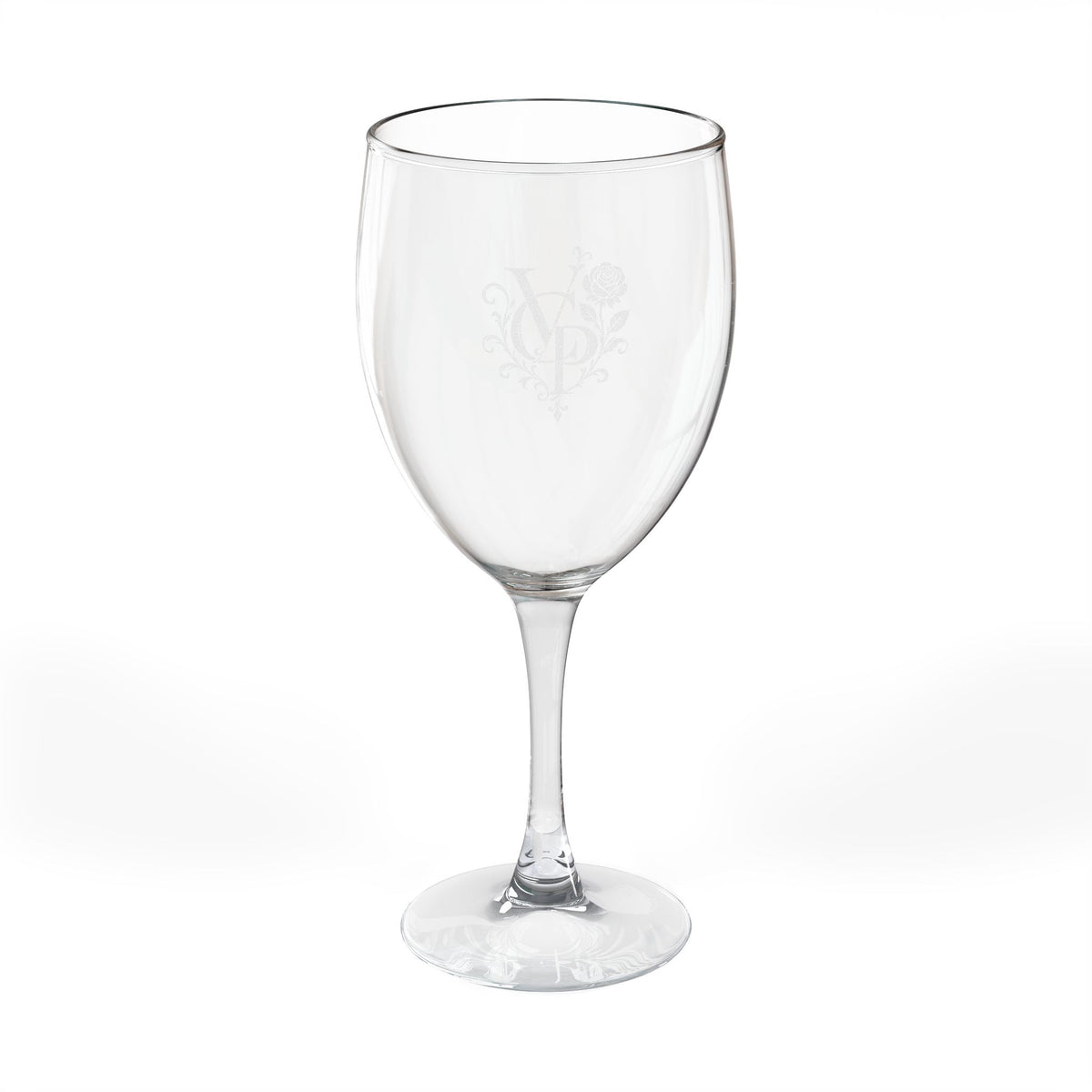 Rose Monogram Engraved Wine Glass | The Evening Salon