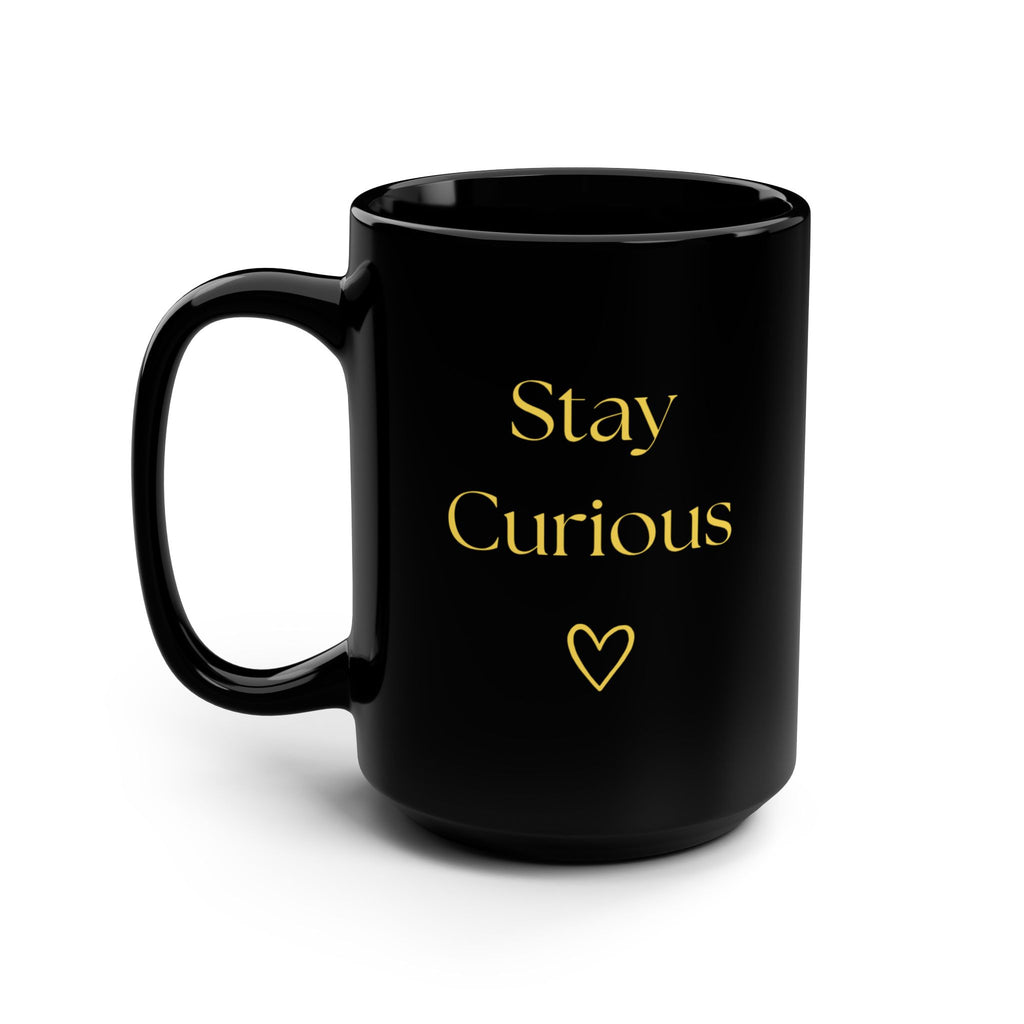 Stay Curious Black Mug – 15oz Inspirational Coffee Cup
