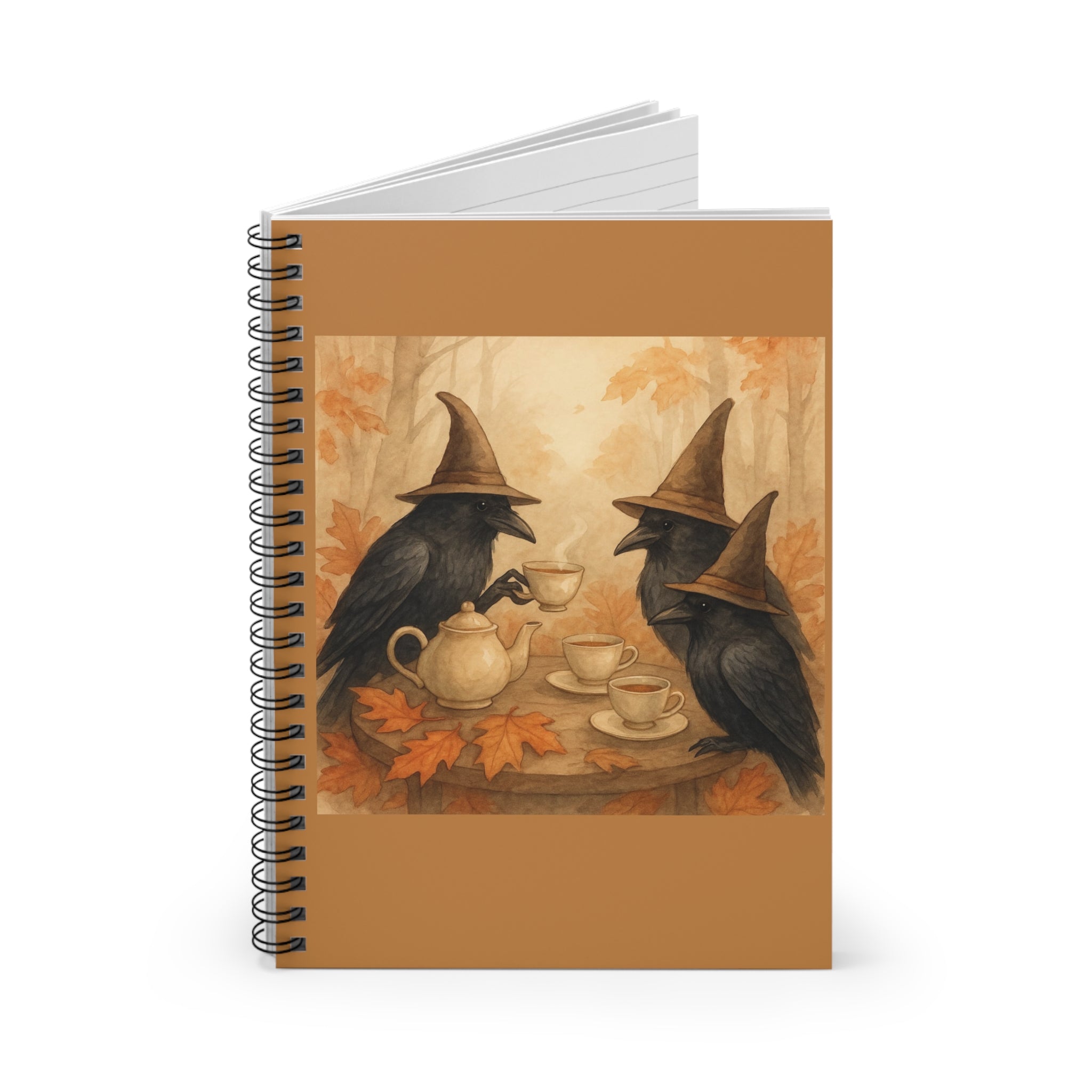 Witchy Raven Spiral Notebook - Autumn Vibes, Halloween Journal, Writing Gift, Cute Stationery, Fall Decor