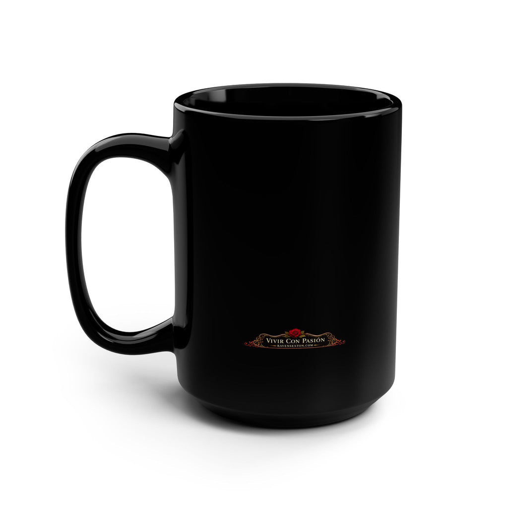Inspirational Coffee Mug - La Vida Es Ahora 15oz Black Coffee Mug with Gold Script