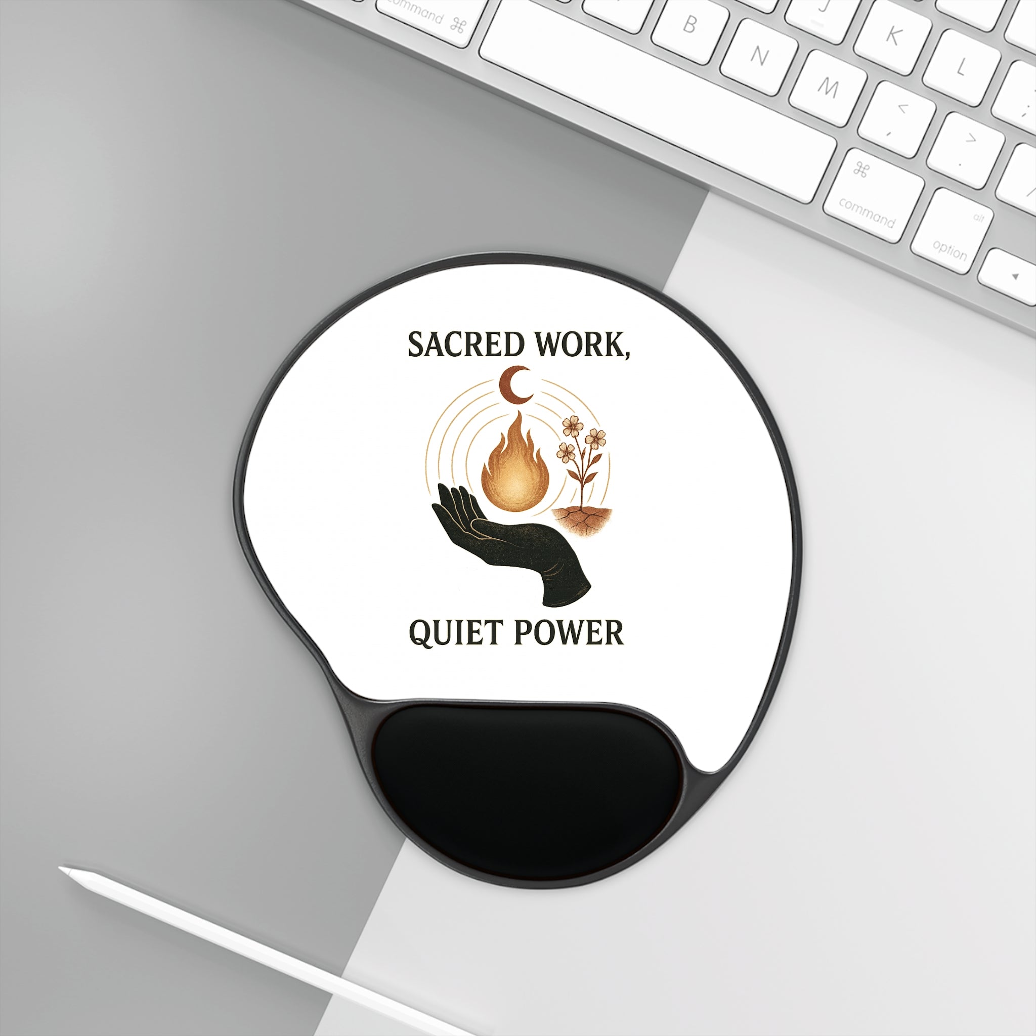 Sacred Work Mouse Pad With Wrist Rest | Quiet Power | Gifts for Desk | Office Supplies | Spiritual Decor | Work from Home Essentials | [...]