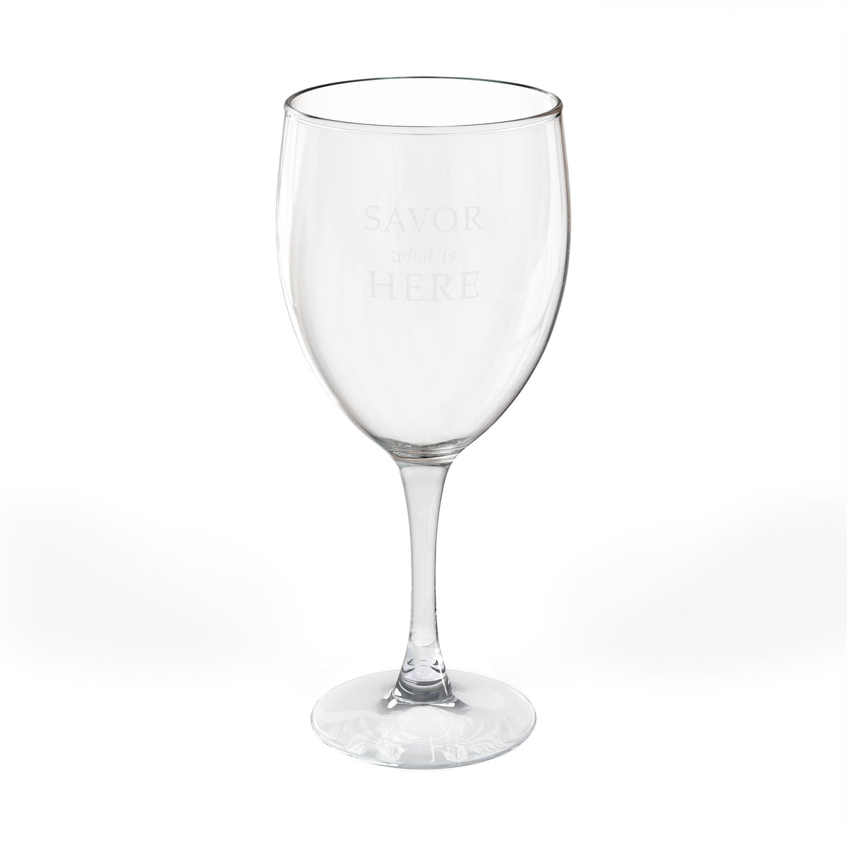 Savor What Is Here Engraved Wine Glass | The Evening Salon